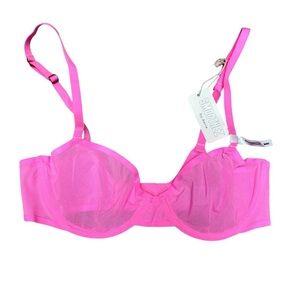 Aerie NWT Women's Balconette Pink Mesh Underwired Adjustable Straps Size…